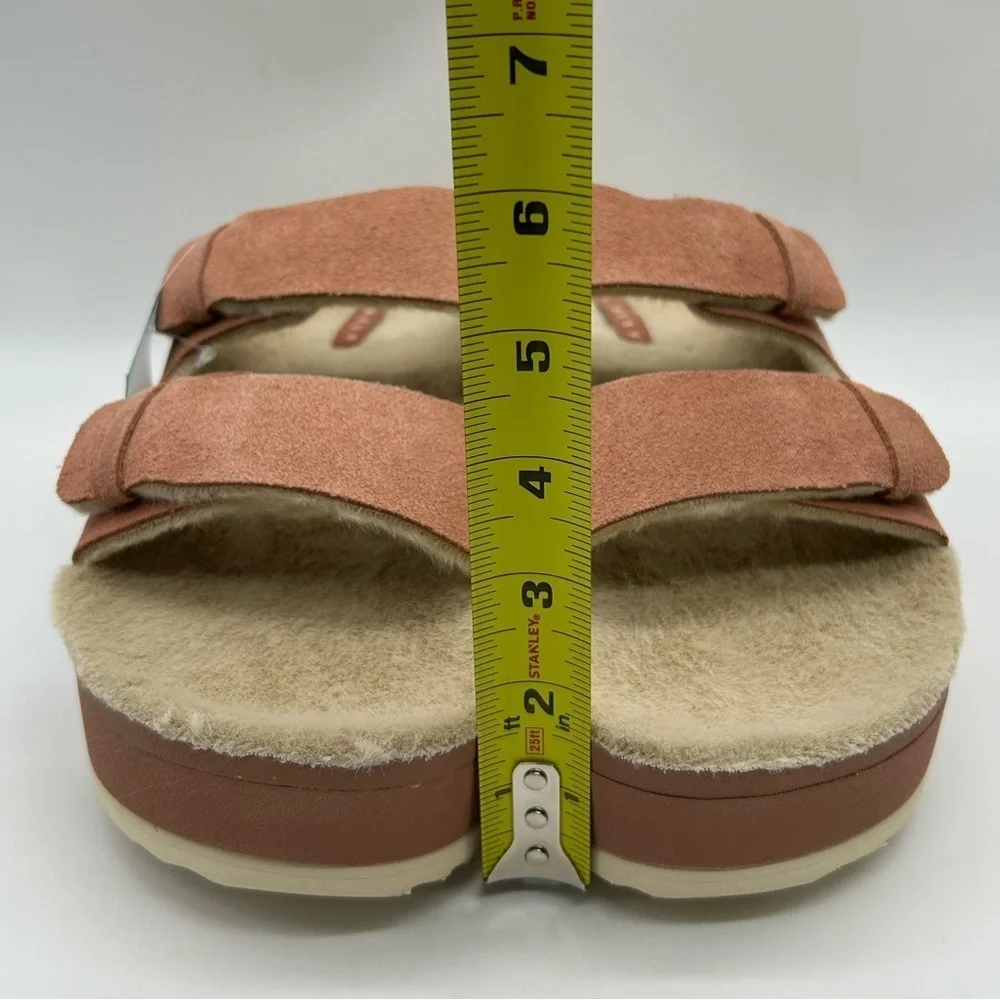 Reef Ojai Ciara Platform Sandals Women’s 9 Cork l Suede l Faux Shearling l NWT